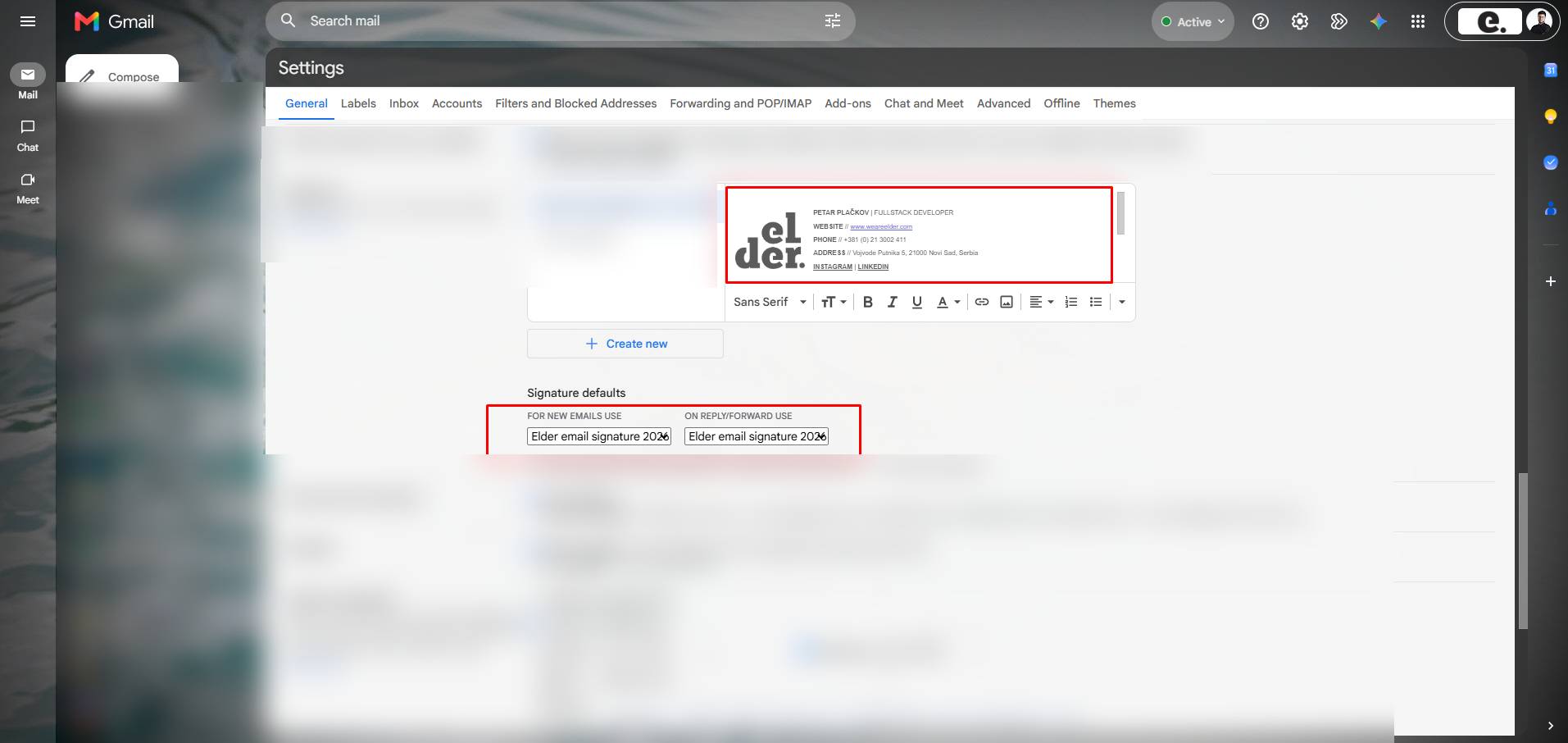 Gmail podešavanje potpisa - korak 3
